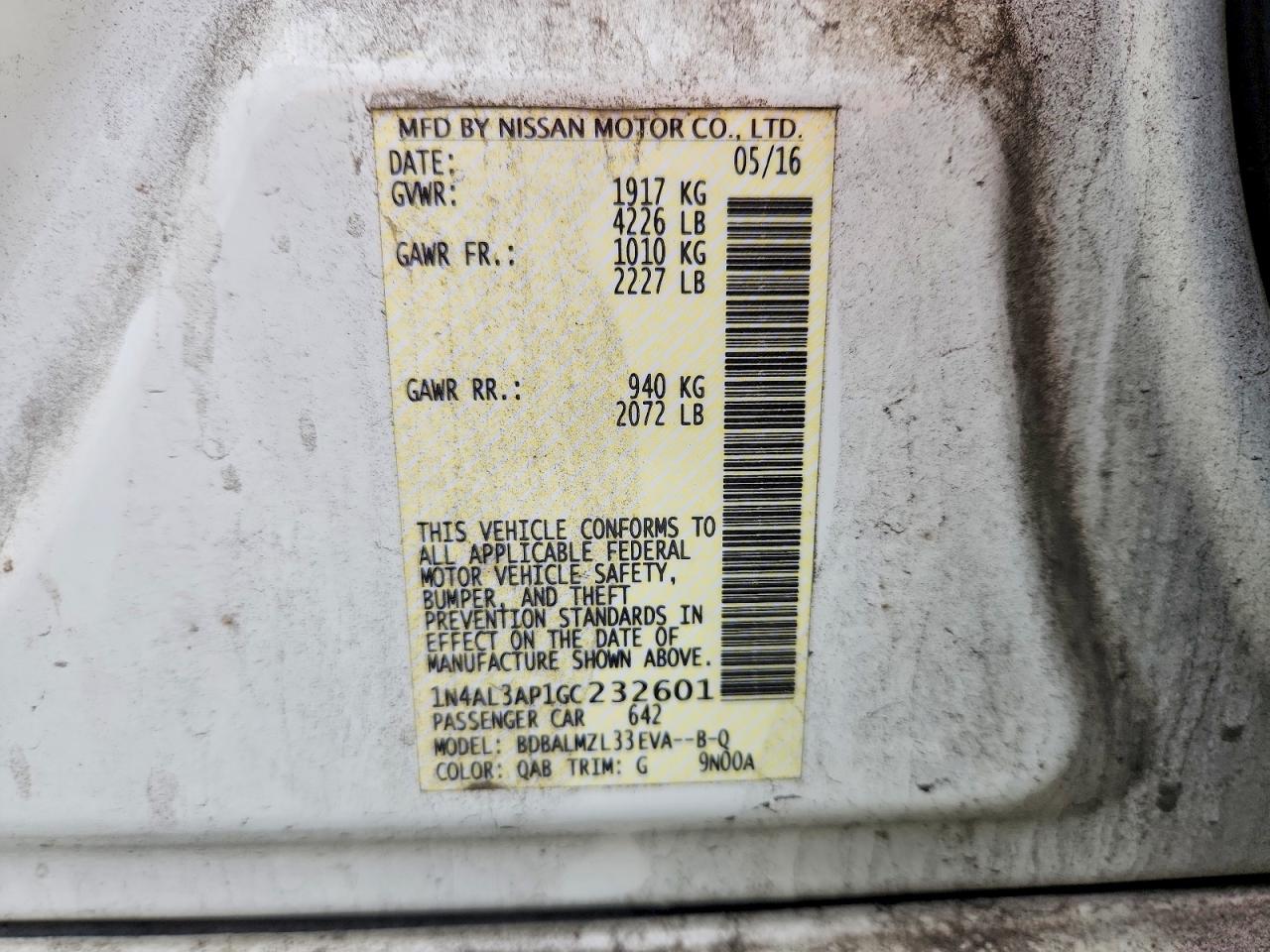 2016 NISSAN ALTIMA 2.5 SV photo 23
