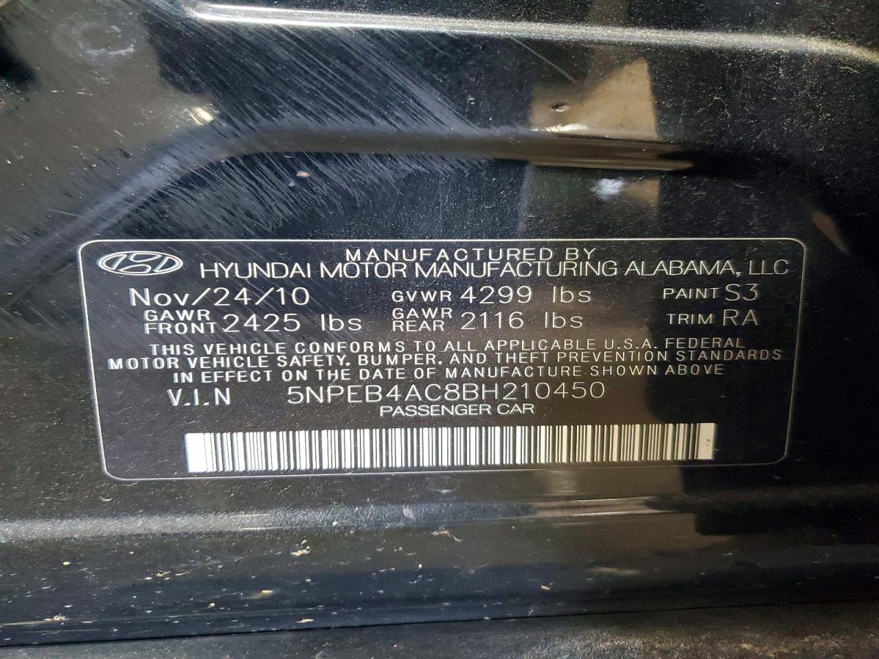 2011 HYUNDAI SONATA GLS photo 34