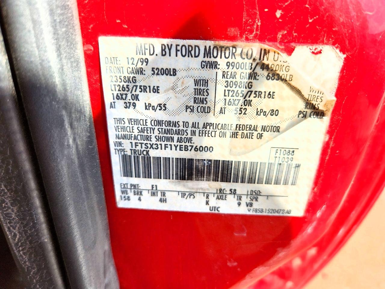 2000 FORD F350 SRW SUPER DUTY photo 11
