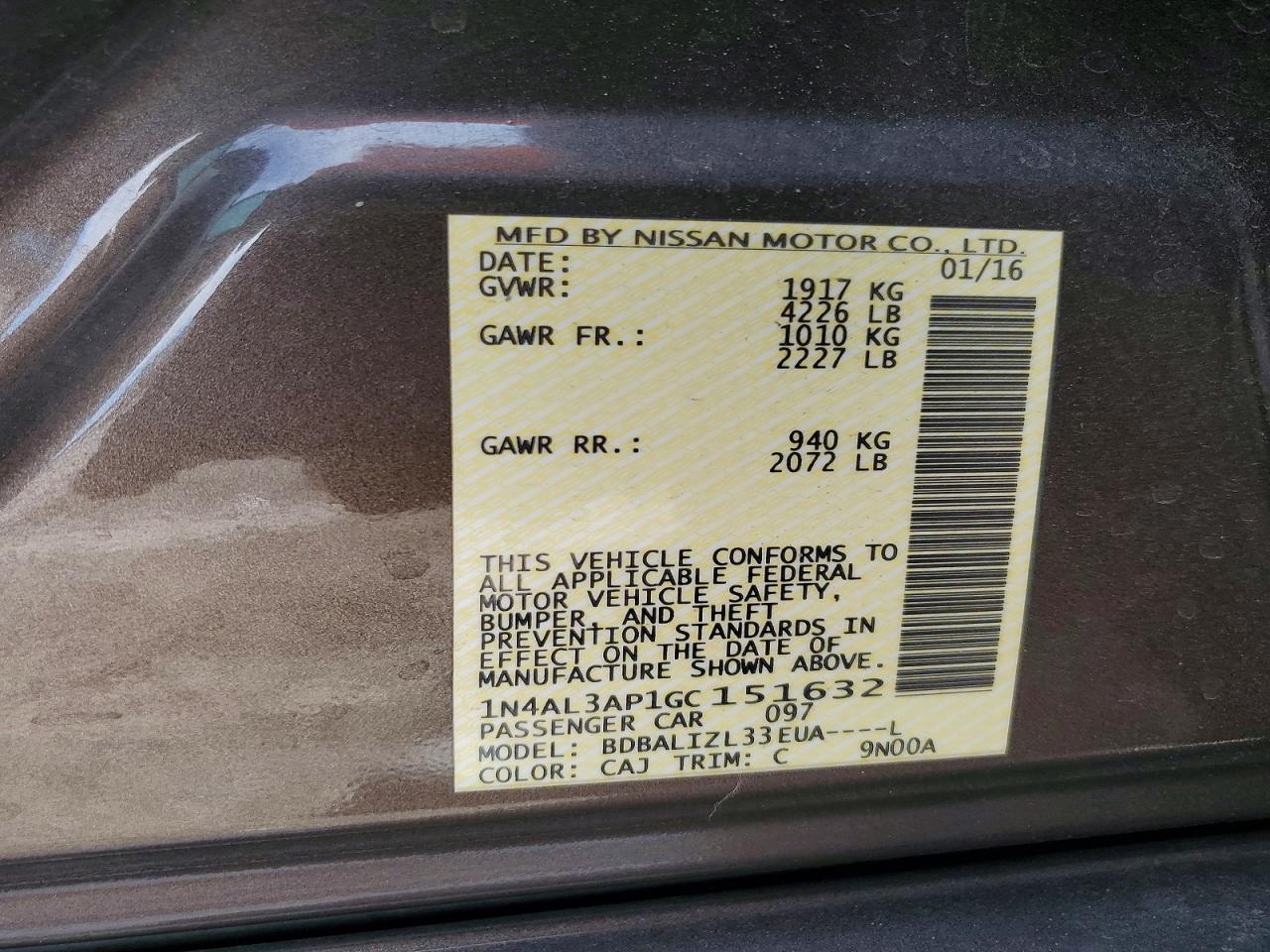 2016 NISSAN ALTIMA 2.5 SV photo 23