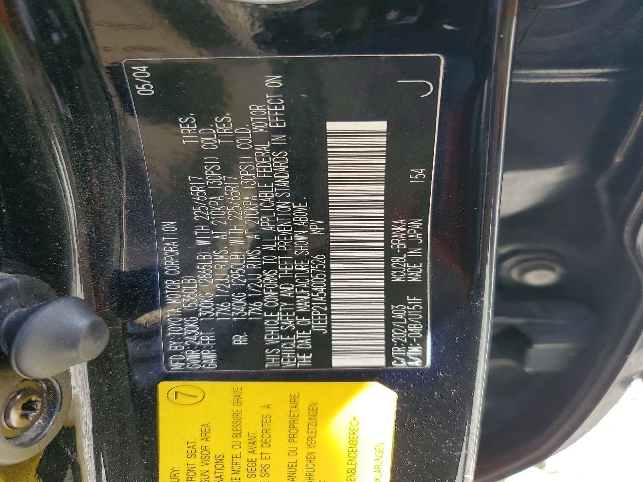 2004 TOYOTA HIGHLANDER LIMITED photo 25