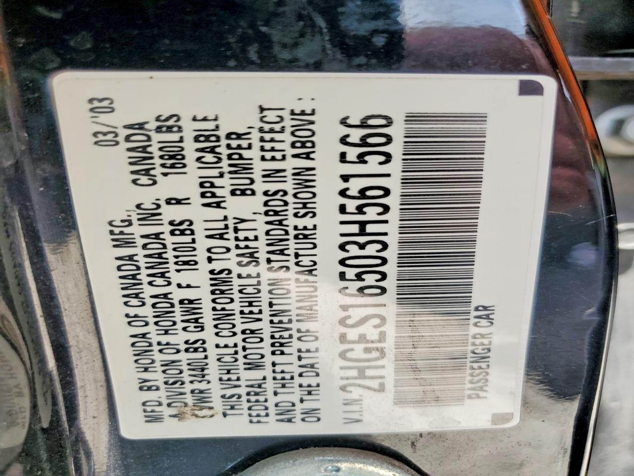 2003 HONDA CIVIC LX photo 34