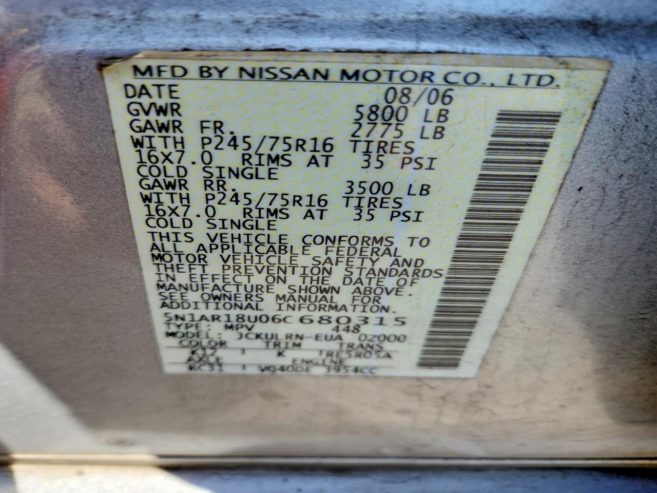 2006 NISSAN PATHFINDER photo 25