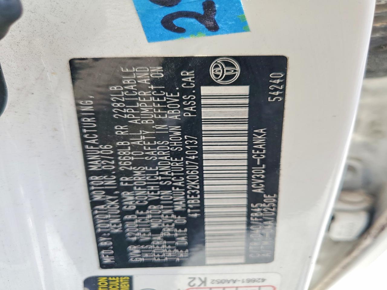 2006 TOYOTA CAMRY LE photo 34