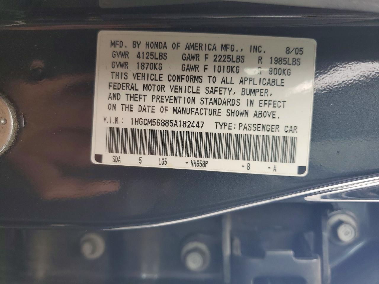 2005 HONDA ACCORD EX photo 23