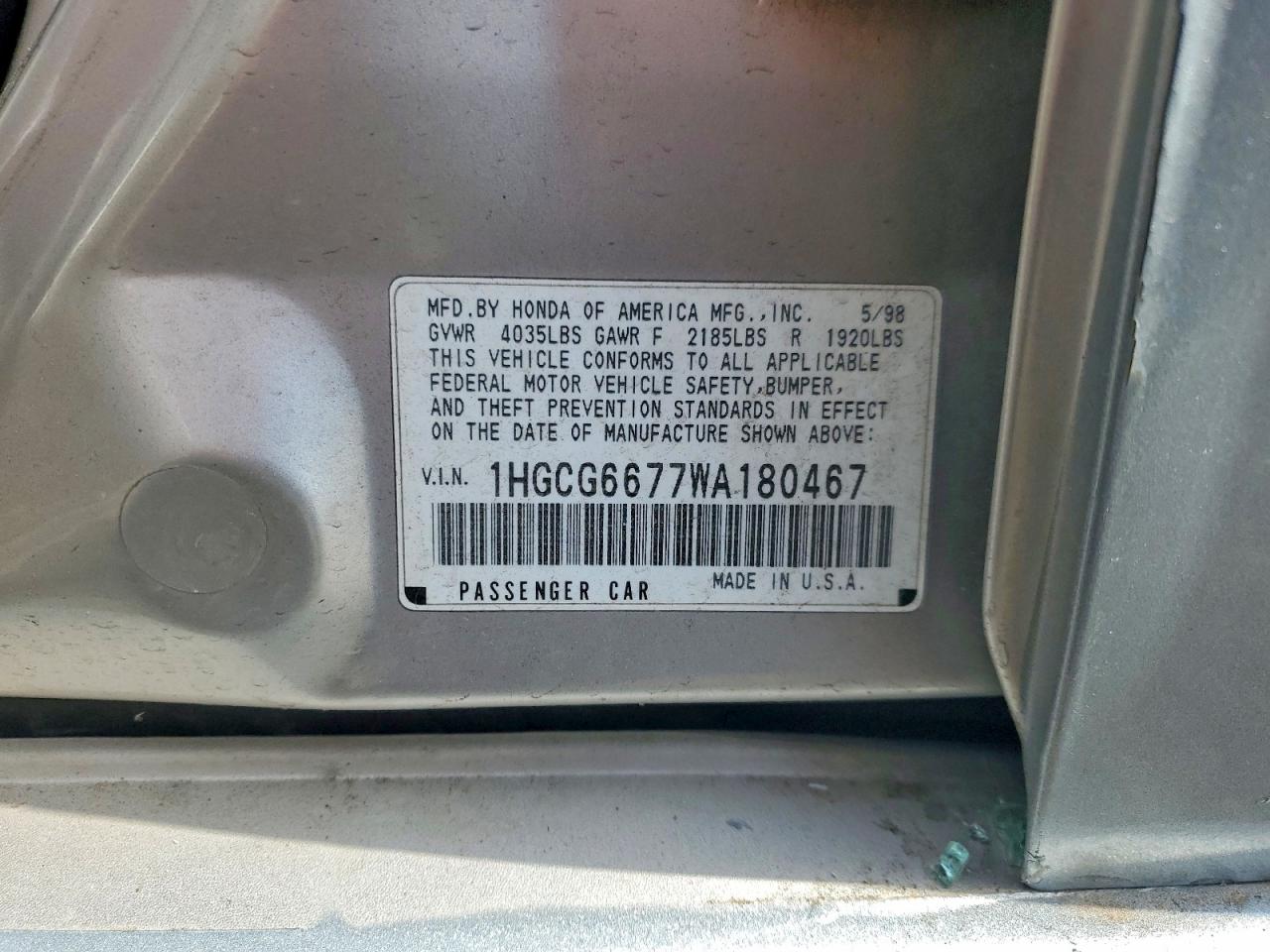 1998 HONDA ACCORD EX photo 34