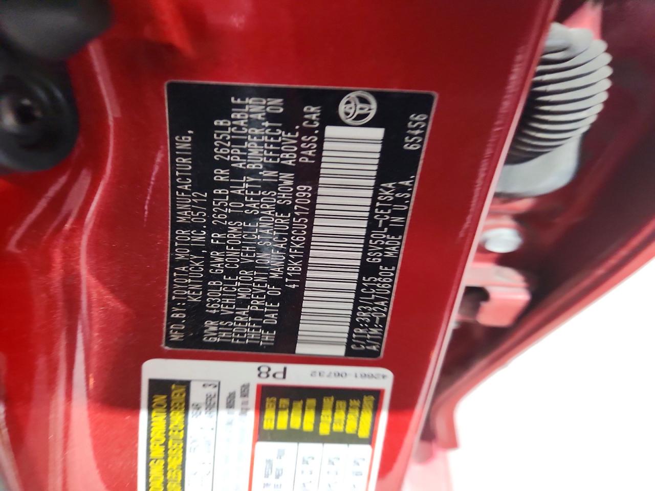 2012 TOYOTA CAMRY SE V6 photo 37