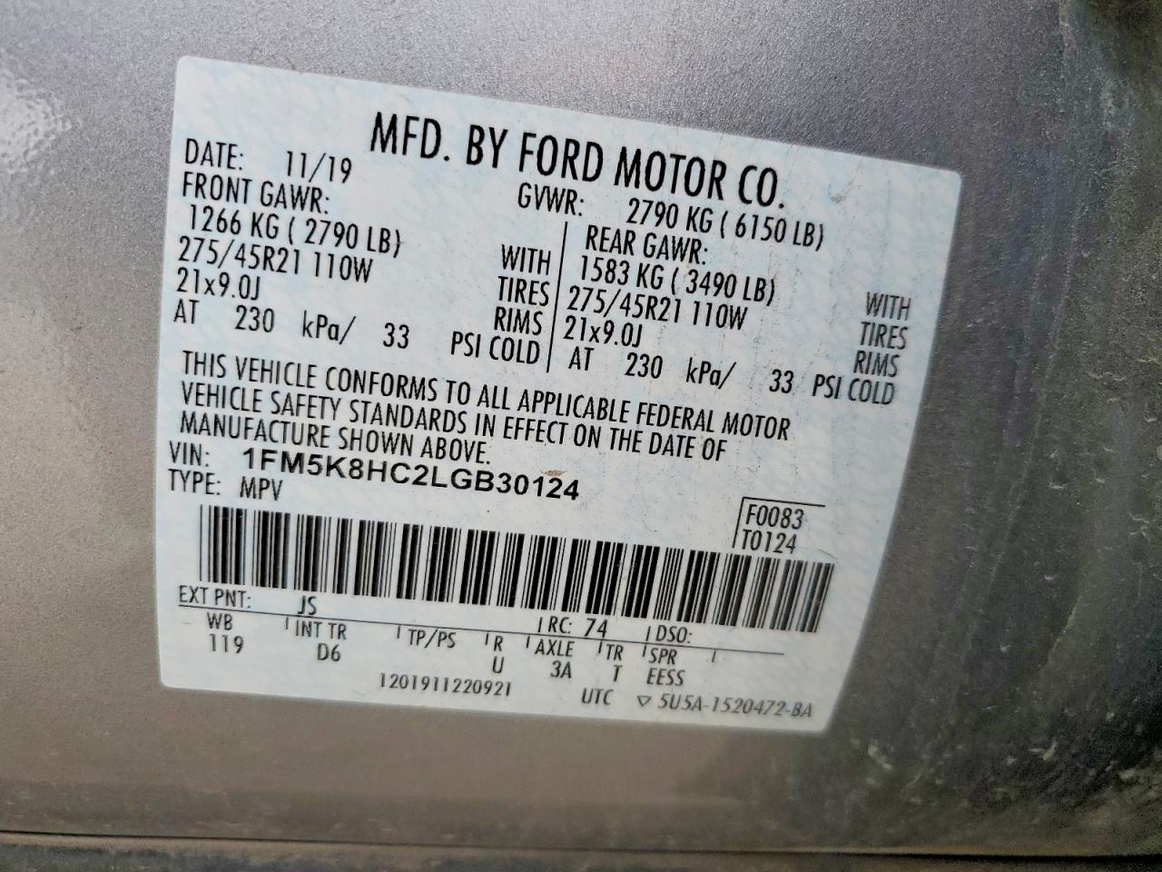 2020 FORD EXPLORER PLATINUM photo 37