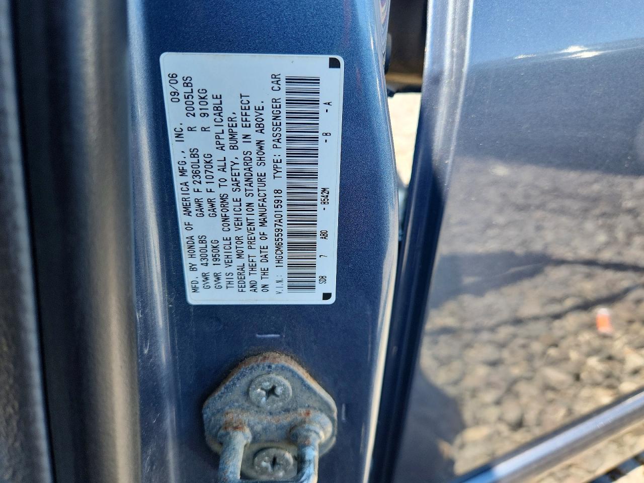 2007 HONDA ACCORD EX photo 34