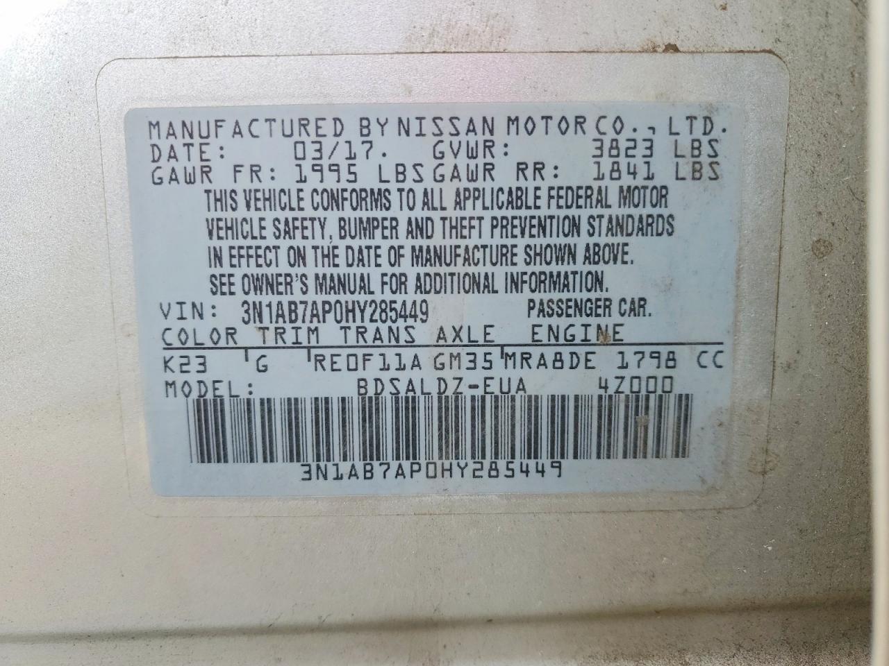 2017 NISSAN SENTRA SV photo 23