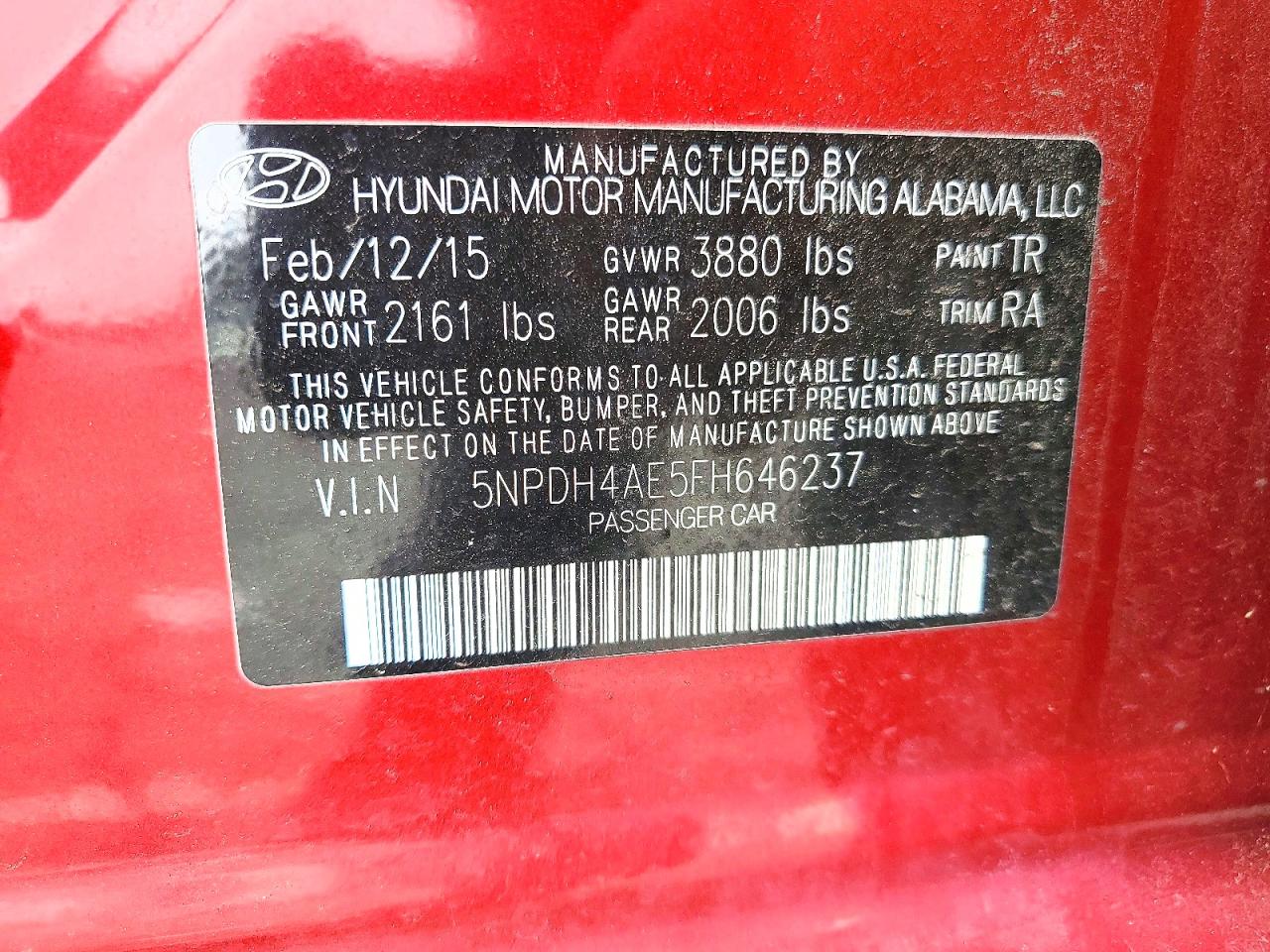 2015 HYUNDAI ELANTRA SE photo 34