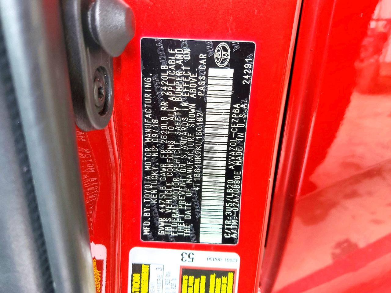 2019 TOYOTA CAMRY XSE photo 13