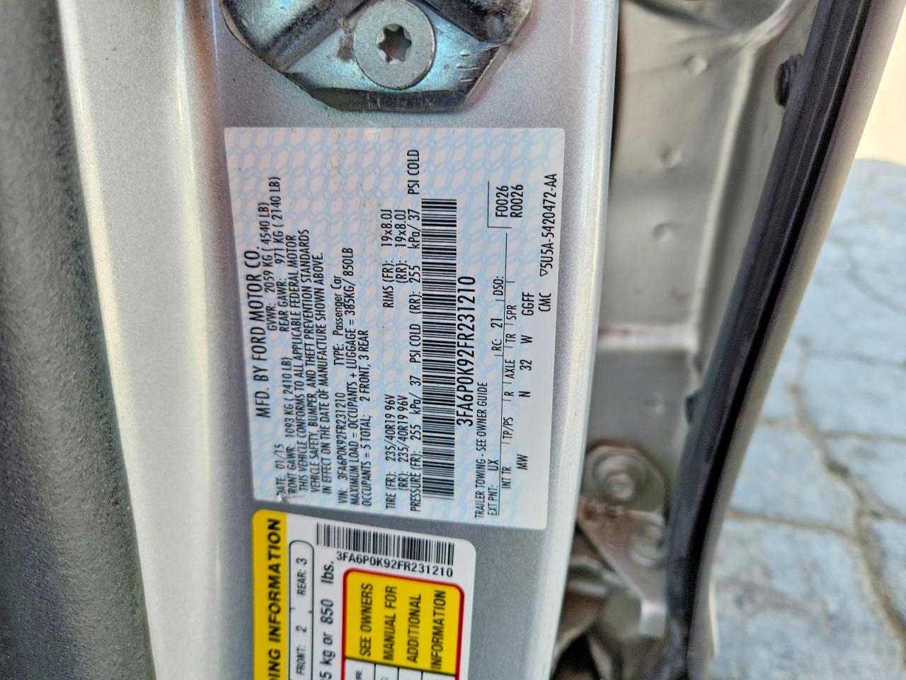 2015 FORD FUSION TITANIUM photo 23