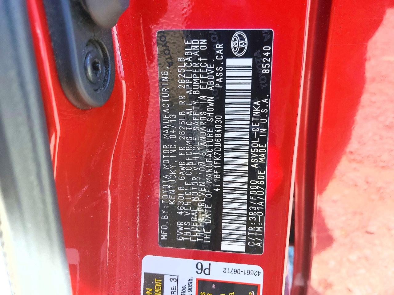2013 TOYOTA CAMRY LE photo 34