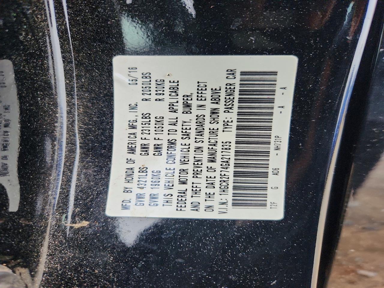 2016 HONDA ACCORD EX photo 37