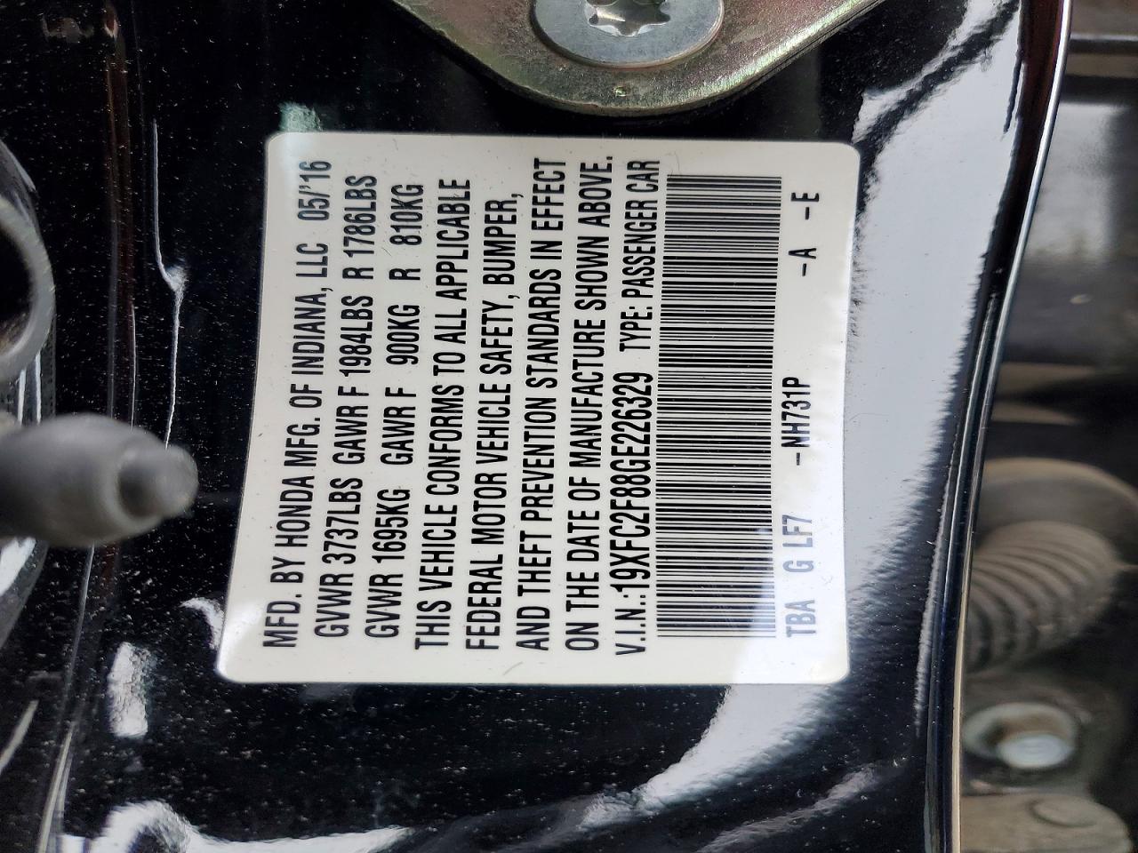 2016 HONDA CIVIC EX photo 12
