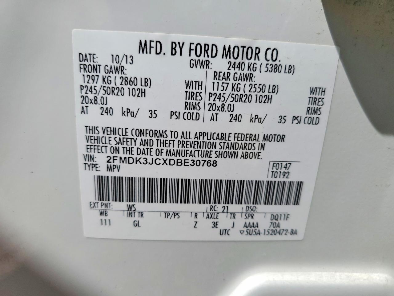 2013 FORD EDGE SEL photo 25