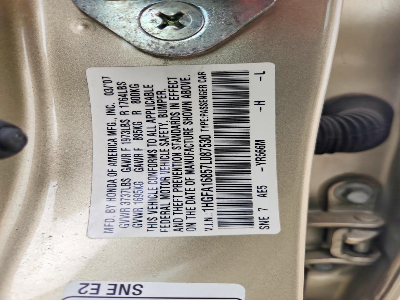 2007 HONDA CIVIC EX photo 37
