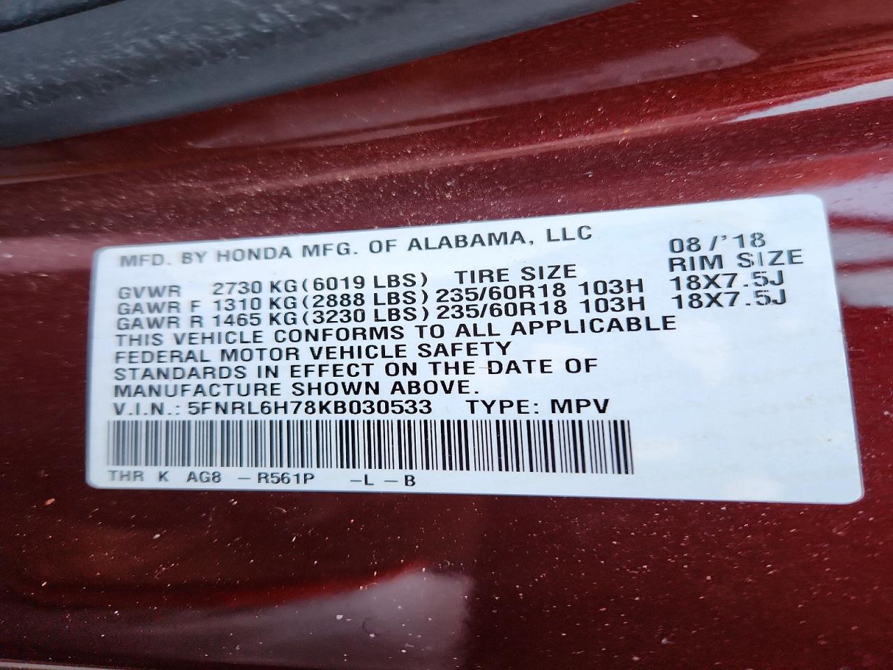 2019 HONDA ODYSSEY EXL photo 14