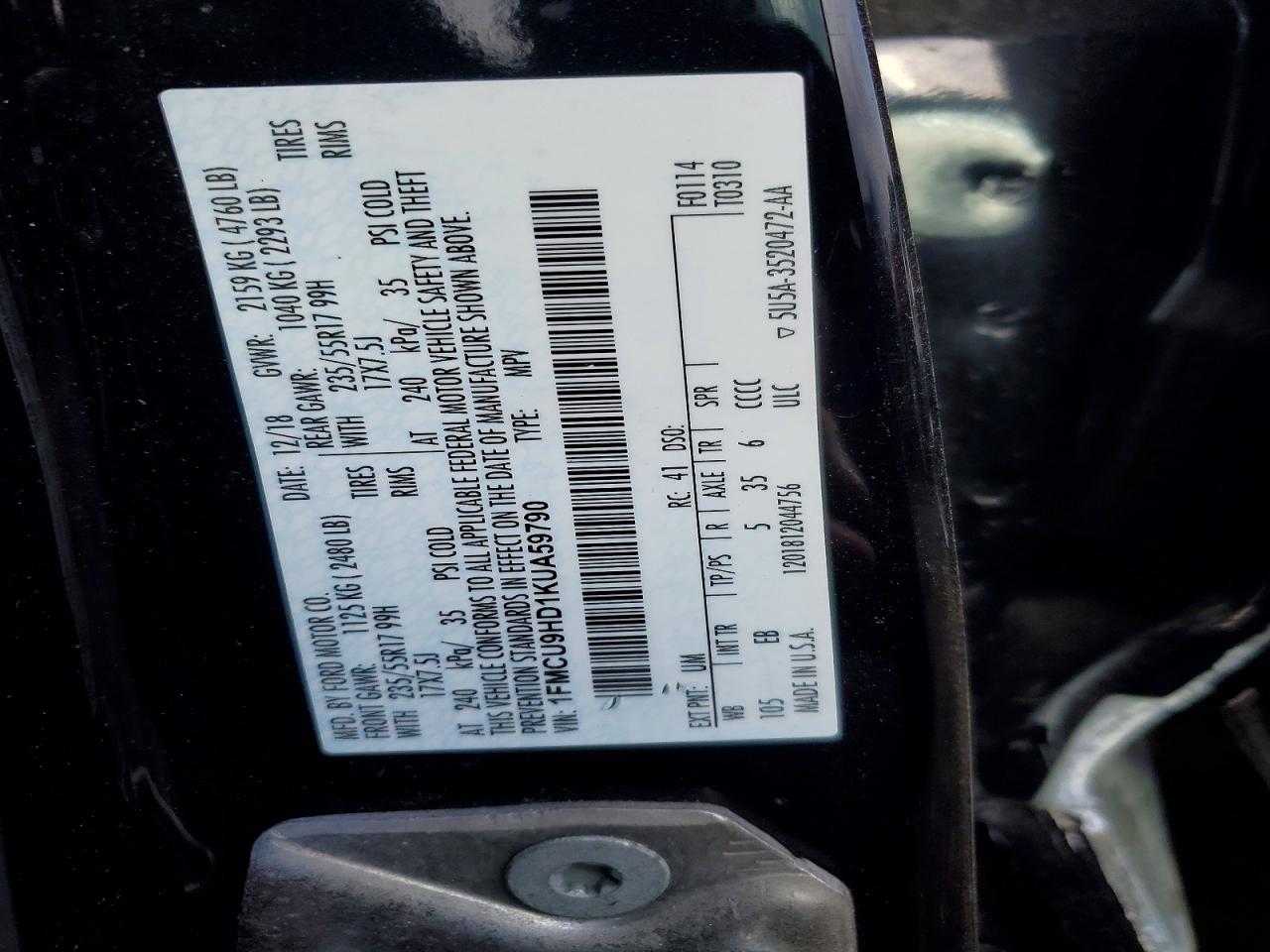 2019 FORD ESCAPE SEL photo 23