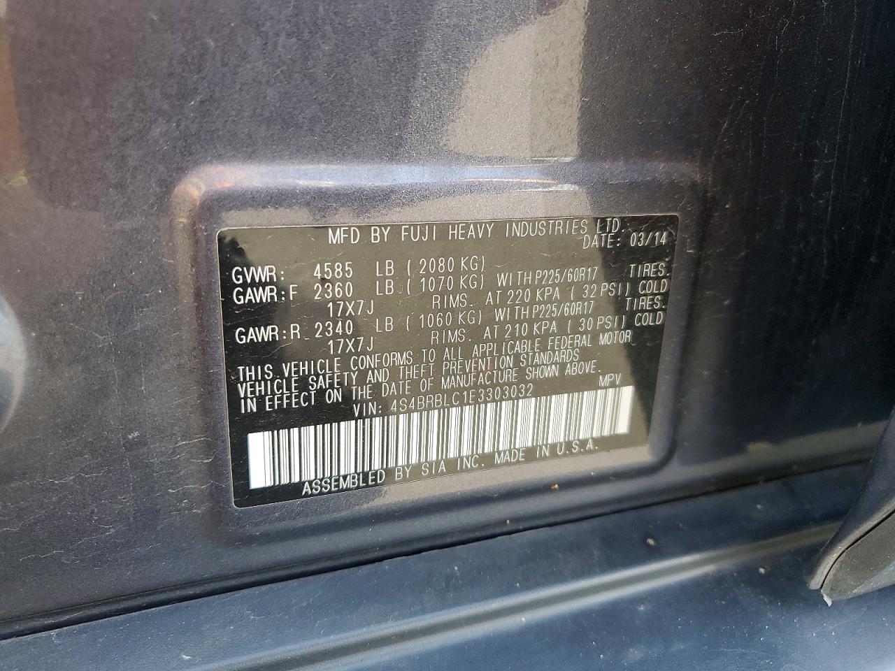 2014 SUBARU OUTBACK 2.5I LIMITED photo 25