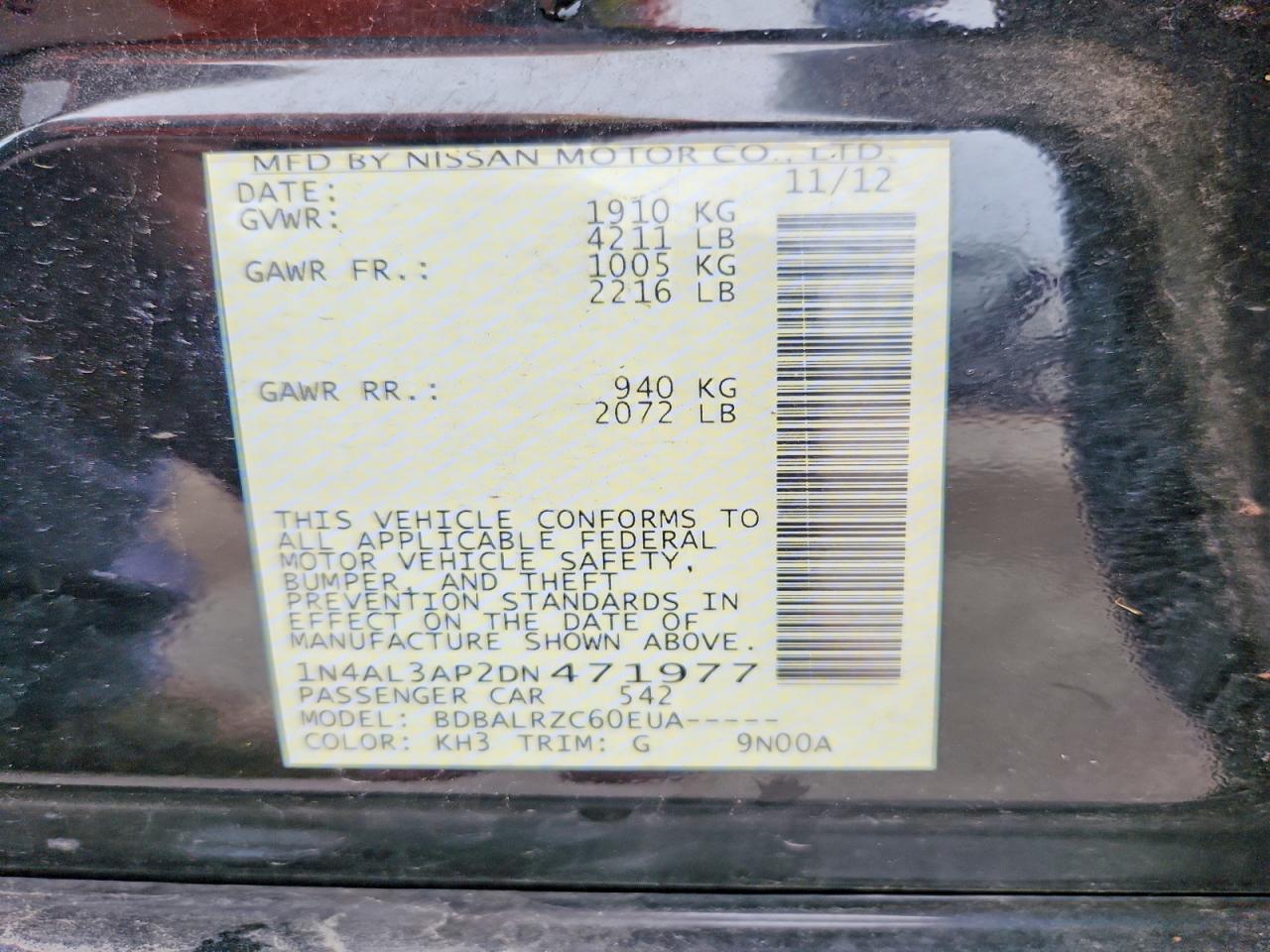2013 NISSAN ALTIMA 2.5 photo 12