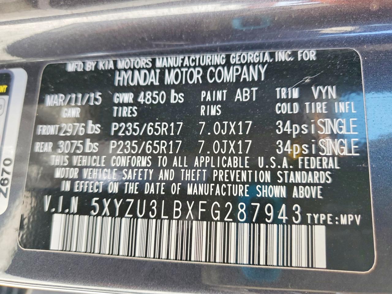 2015 HYUNDAI SANTA FE SPORT 2.4L photo 25