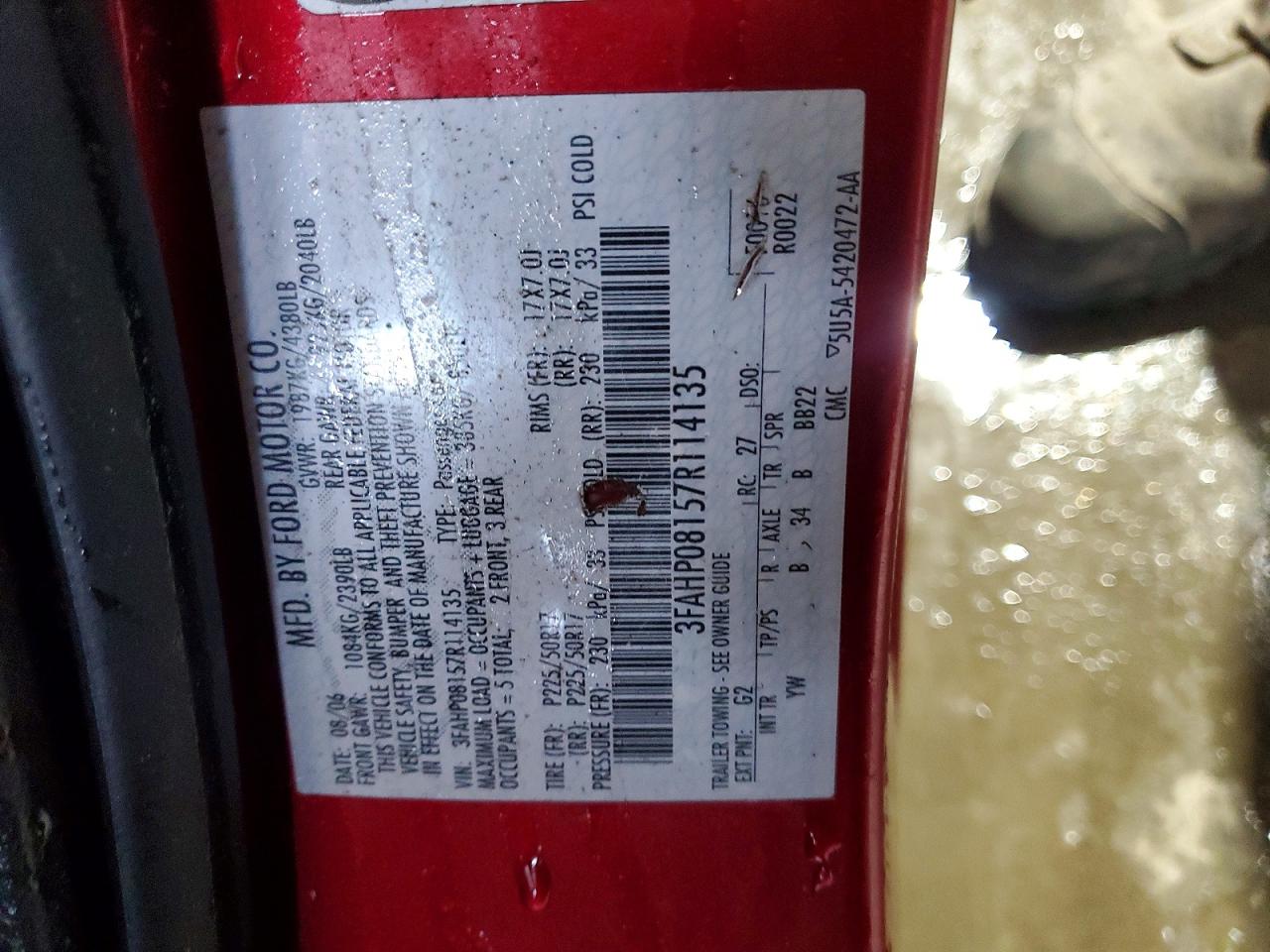 2007 FORD FUSION SEL photo 12