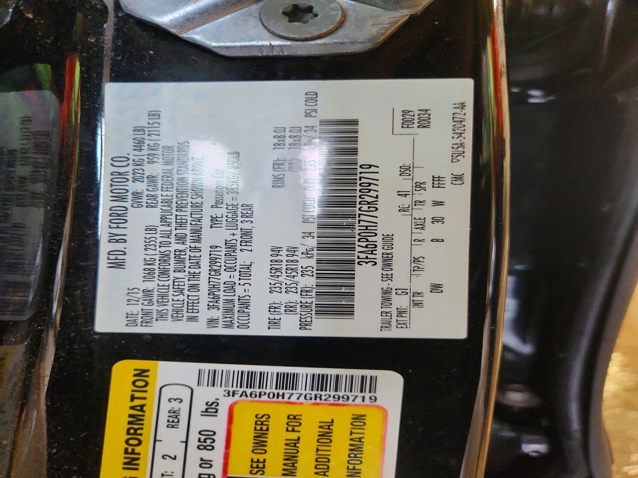 2016 FORD FUSION SE photo 12