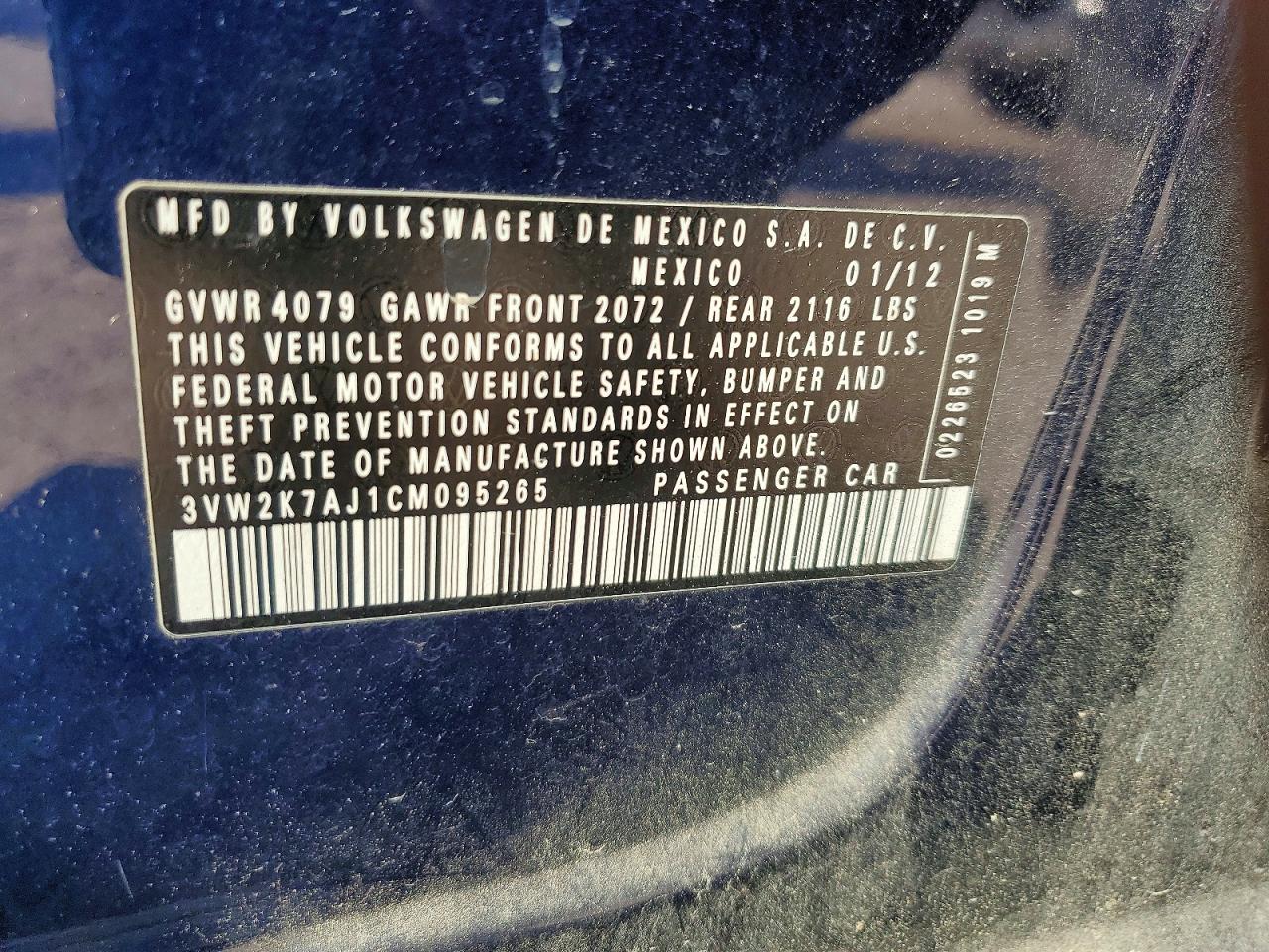 2012 VOLKSWAGEN JETTA BASE photo 12