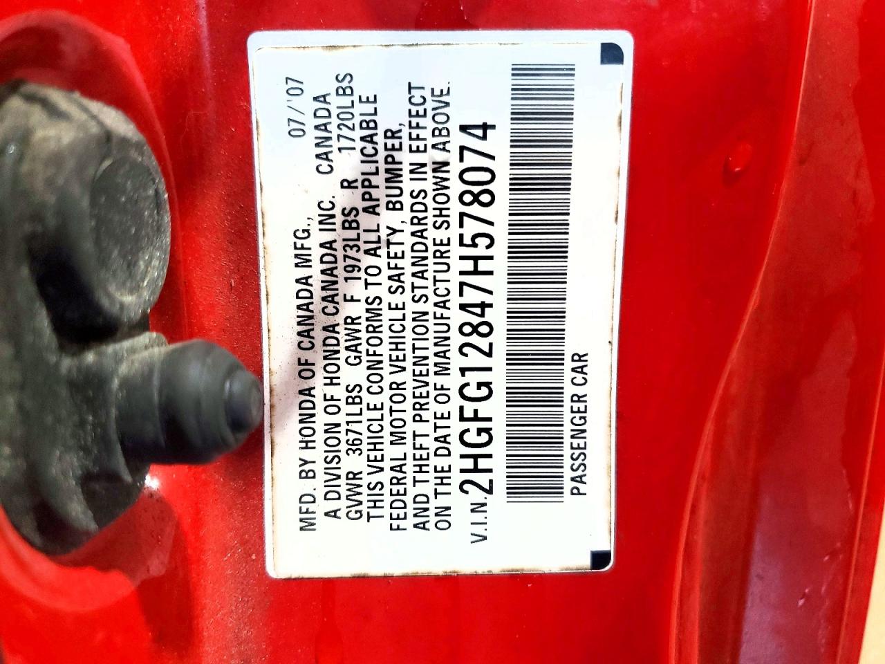 2007 HONDA CIVIC EX photo 23