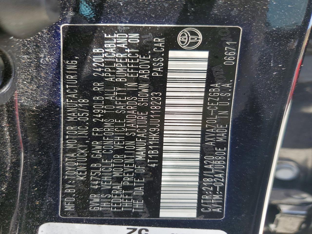 2018 TOYOTA CAMRY XLE photo 23