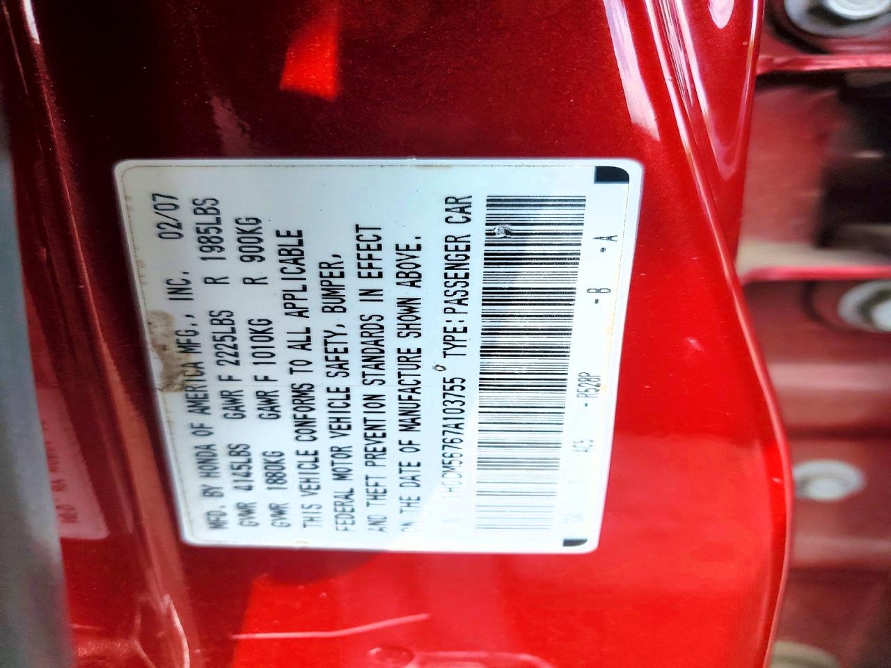 2007 HONDA ACCORD EX photo 34
