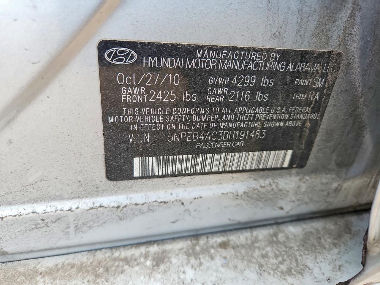 2011 HYUNDAI SONATA GLS photo 23