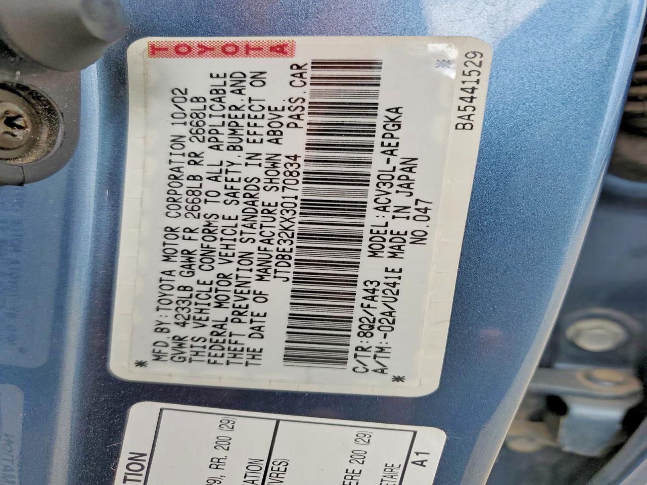 2003 TOYOTA CAMRY XLE photo 34