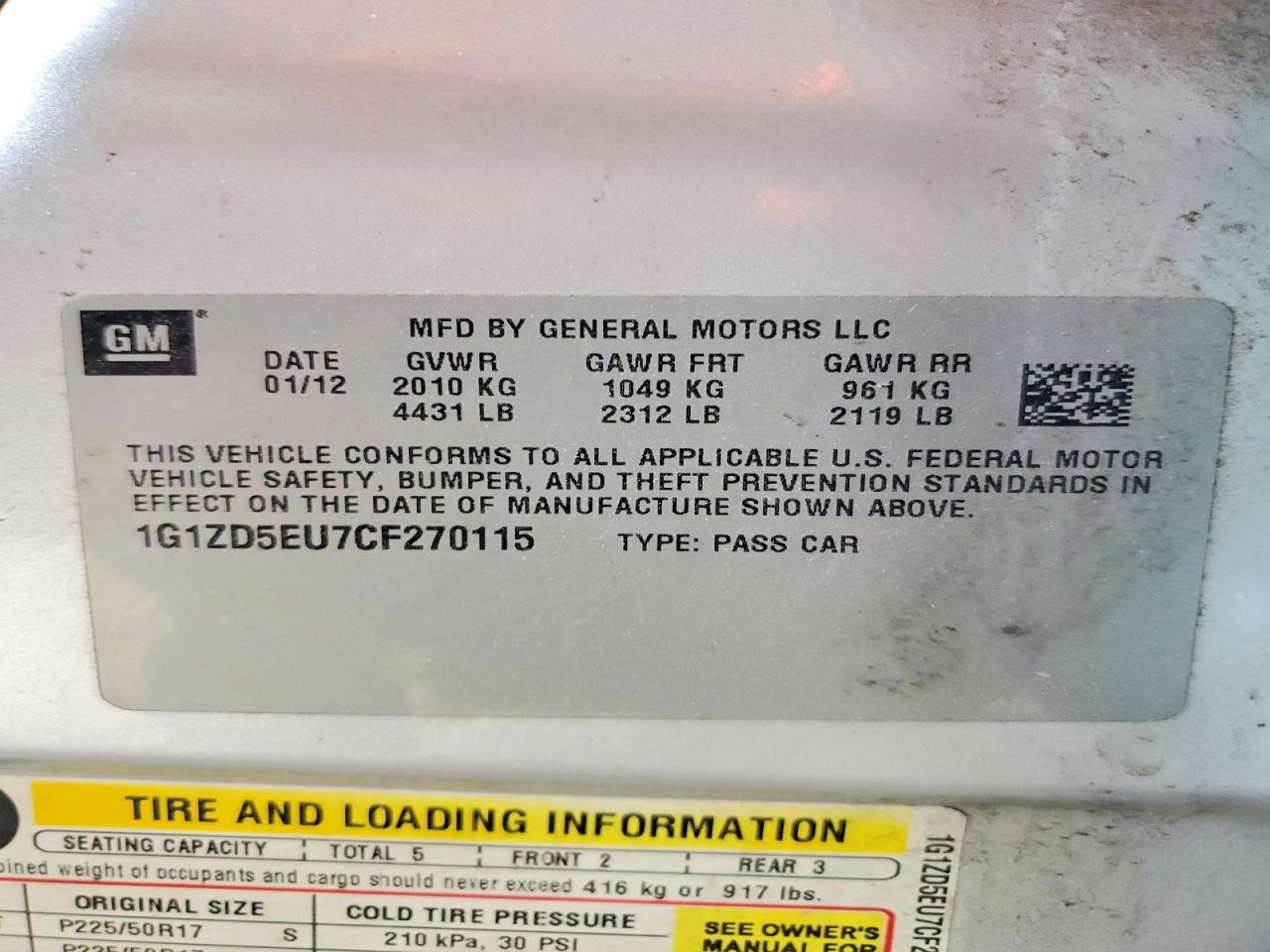 2012 CHEVROLET MALIBU 2LT photo 34