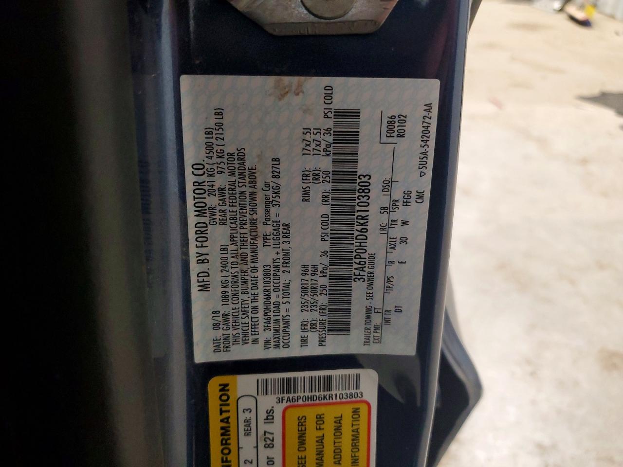2019 FORD FUSION SE photo 23