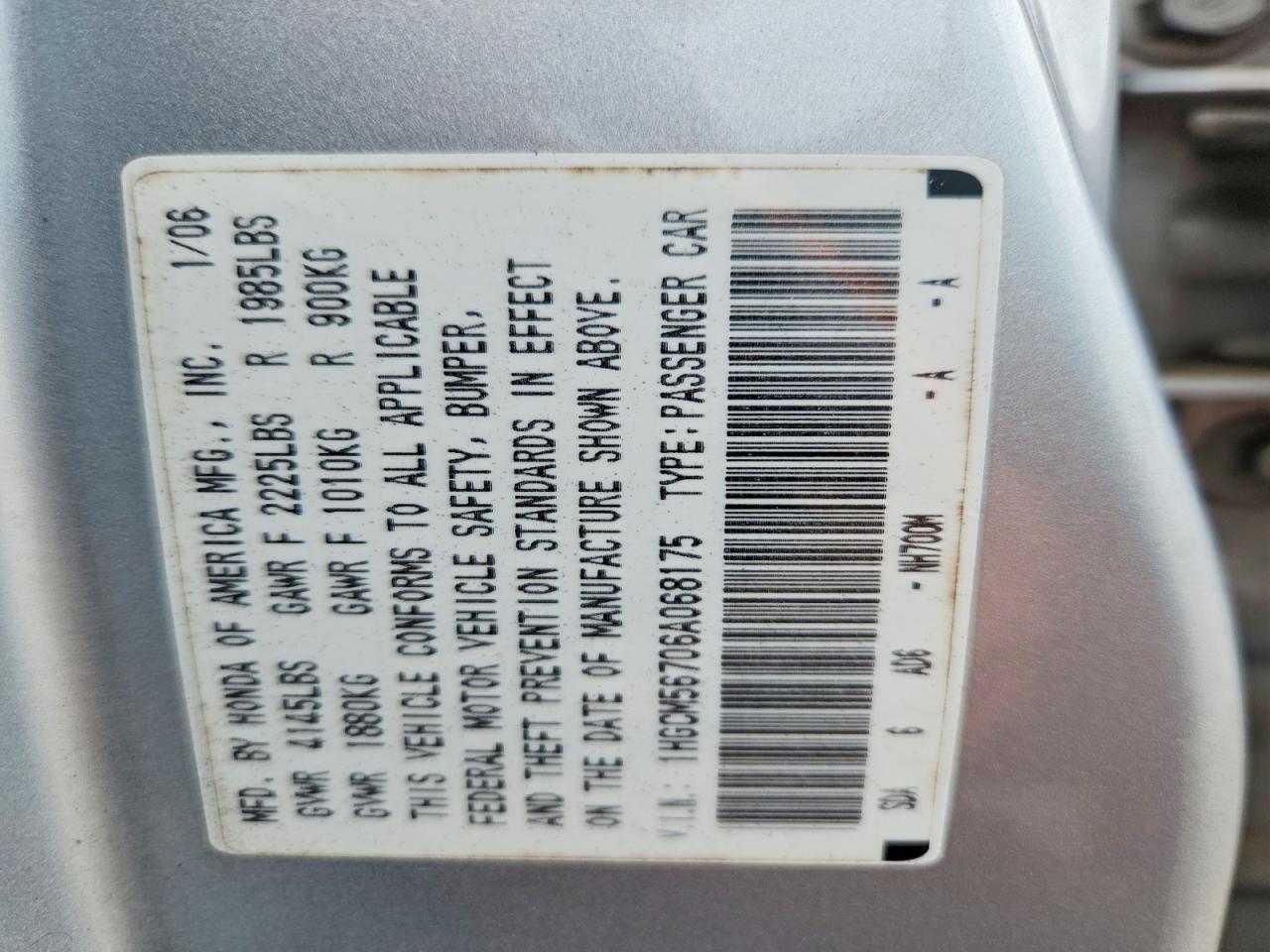 2006 HONDA ACCORD EX photo 25