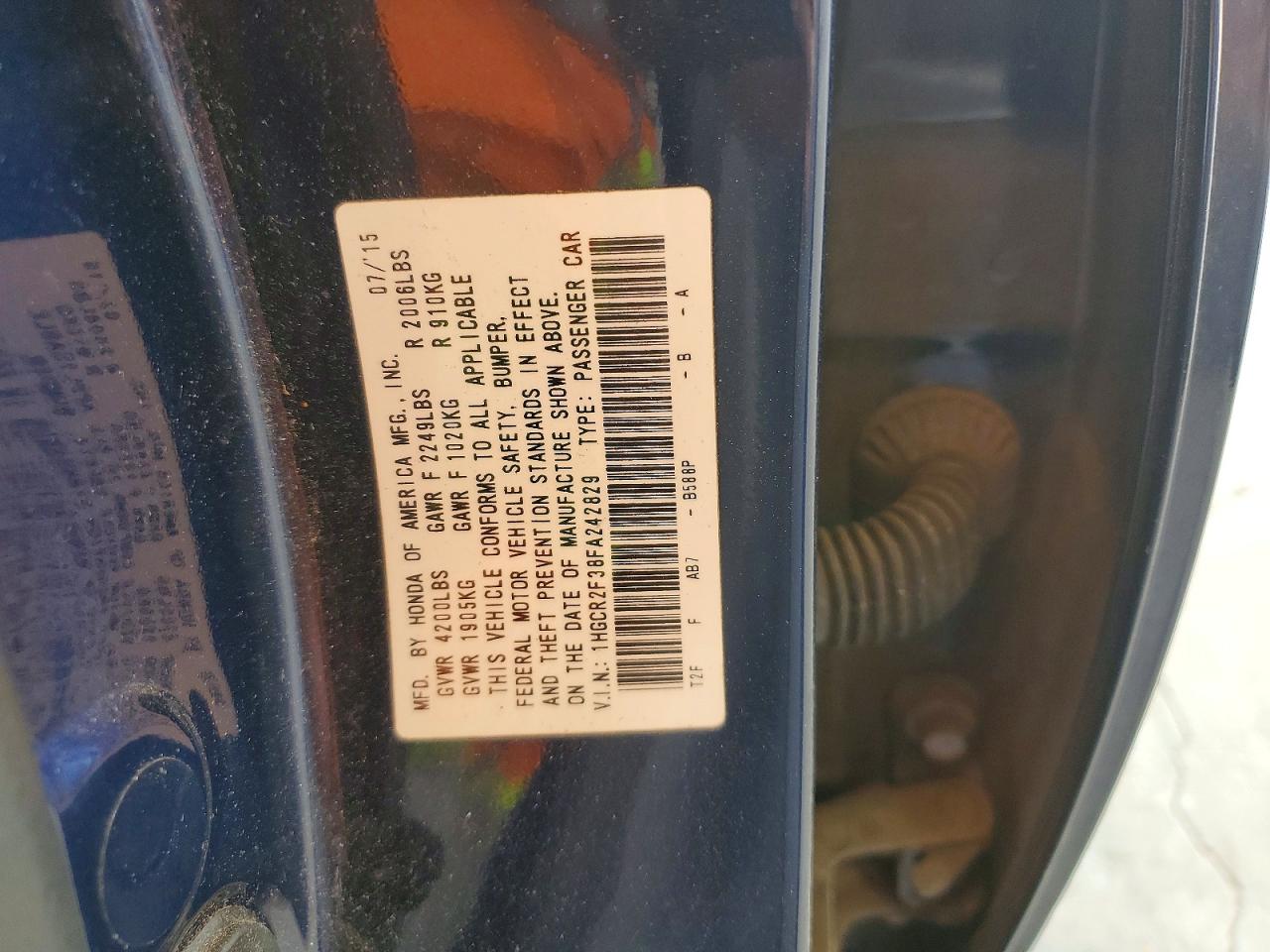 2015 HONDA ACCORD LX photo 12
