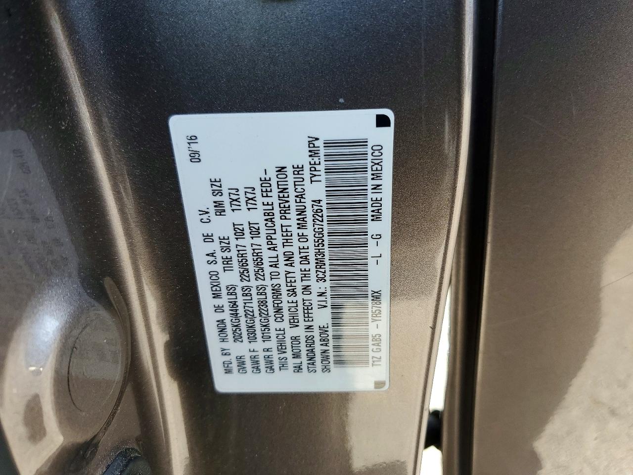 2016 HONDA CR-V EX photo 37