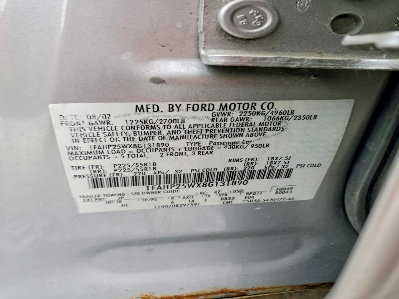 2008 FORD TAURUS LIMITED photo 23
