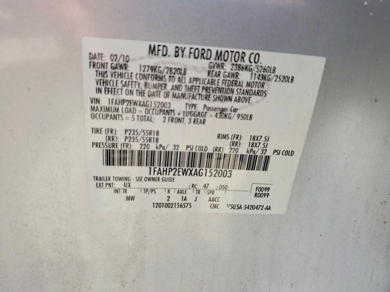 2010 FORD TAURUS SEL photo 25