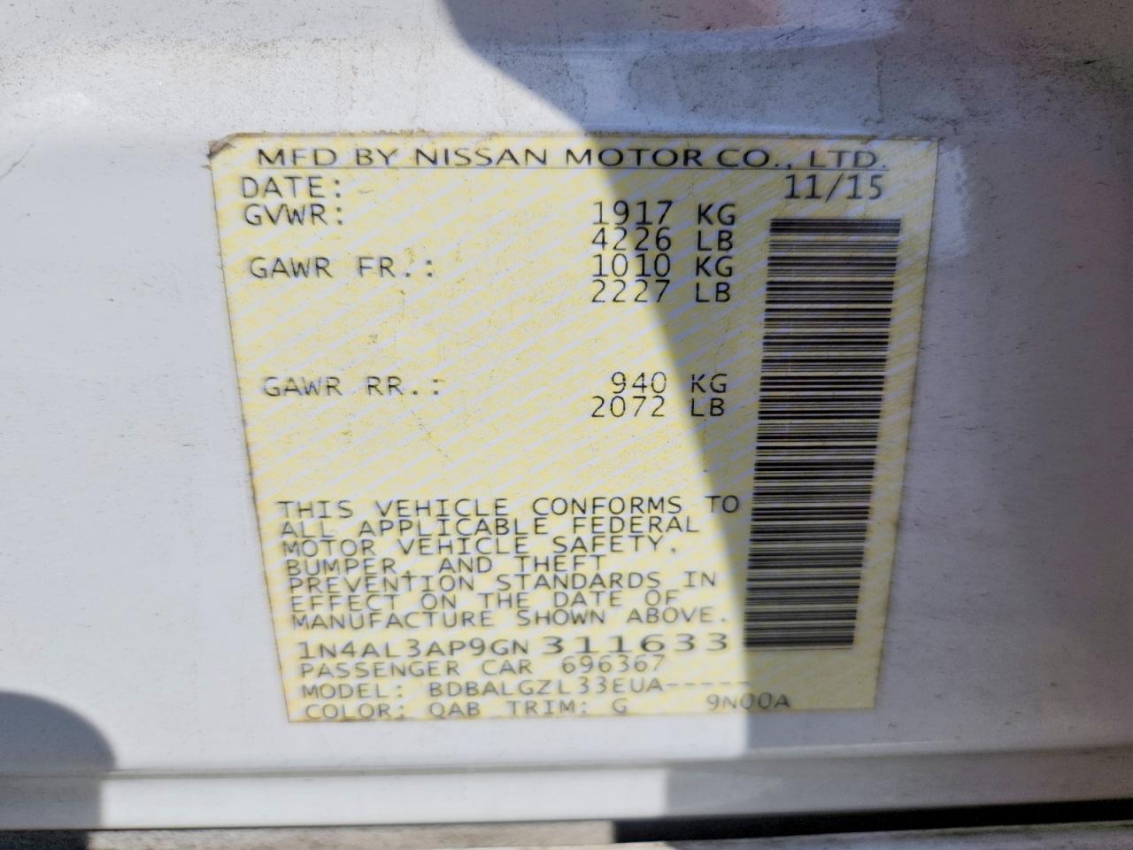 2016 NISSAN ALTIMA 2.5 S photo 25