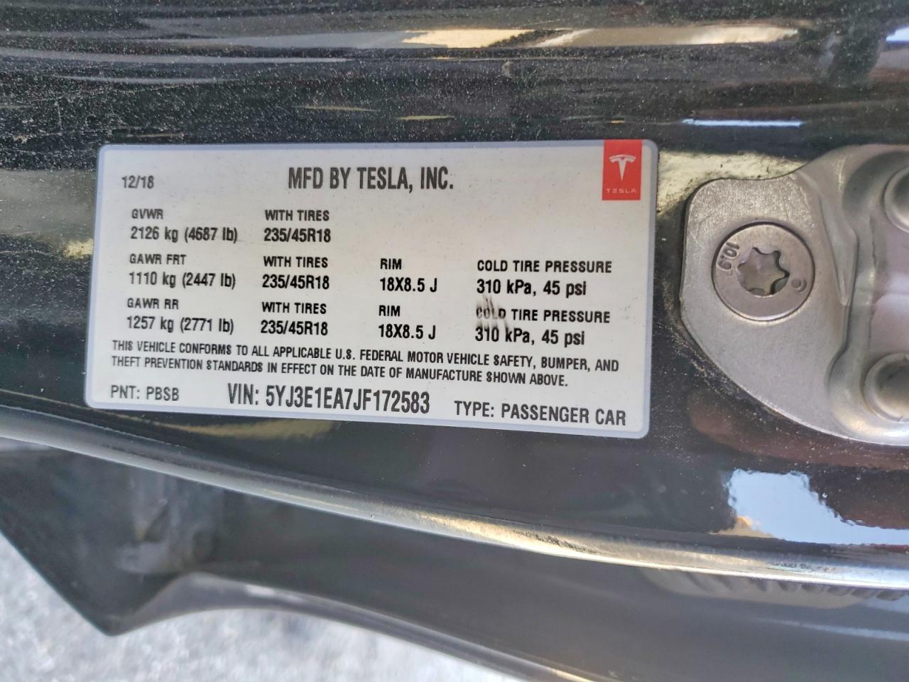 2018 TESLA MODEL 3 photo 23