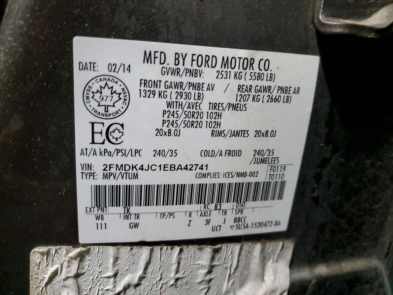 2014 FORD EDGE SEL photo 37