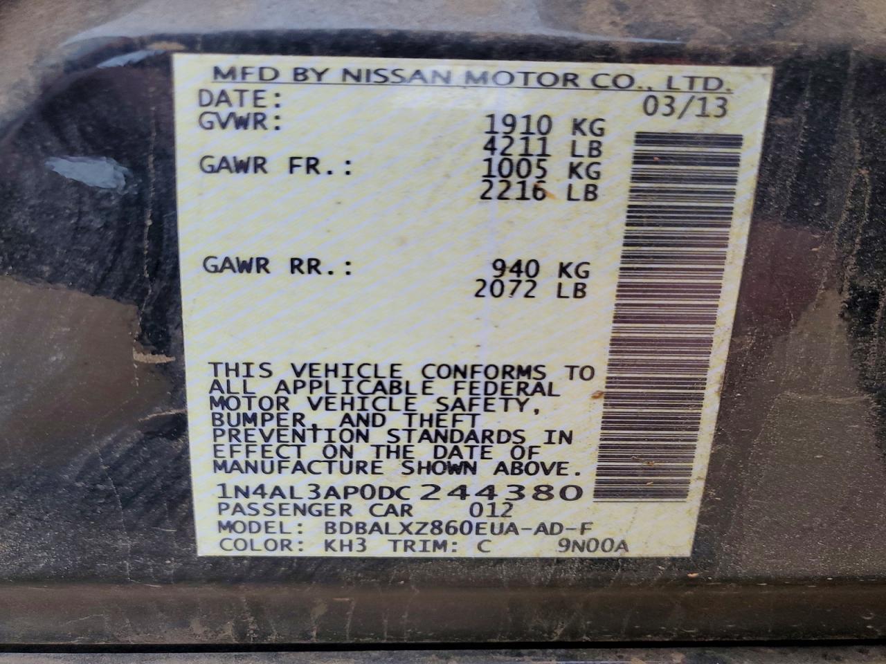 2013 NISSAN ALTIMA 2.5 photo 12