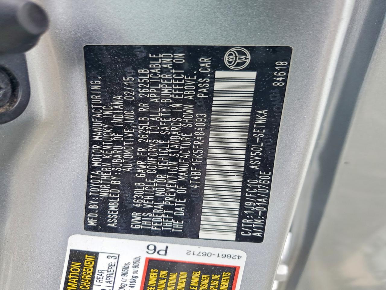 2015 TOYOTA CAMRY LE photo 34