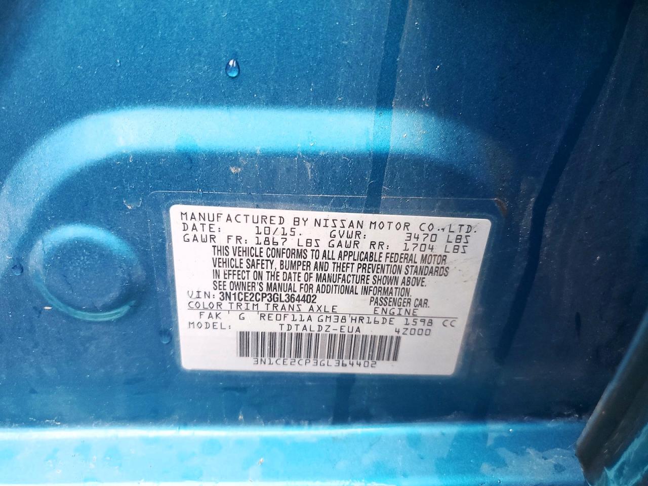 2016 NISSAN VERSA NOTE SV photo 23