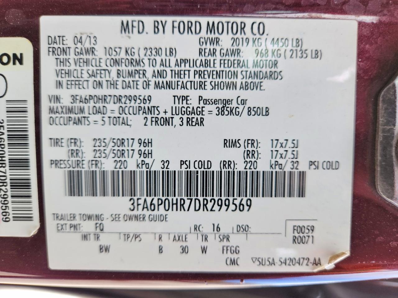 2013 FORD FUSION SE photo 25