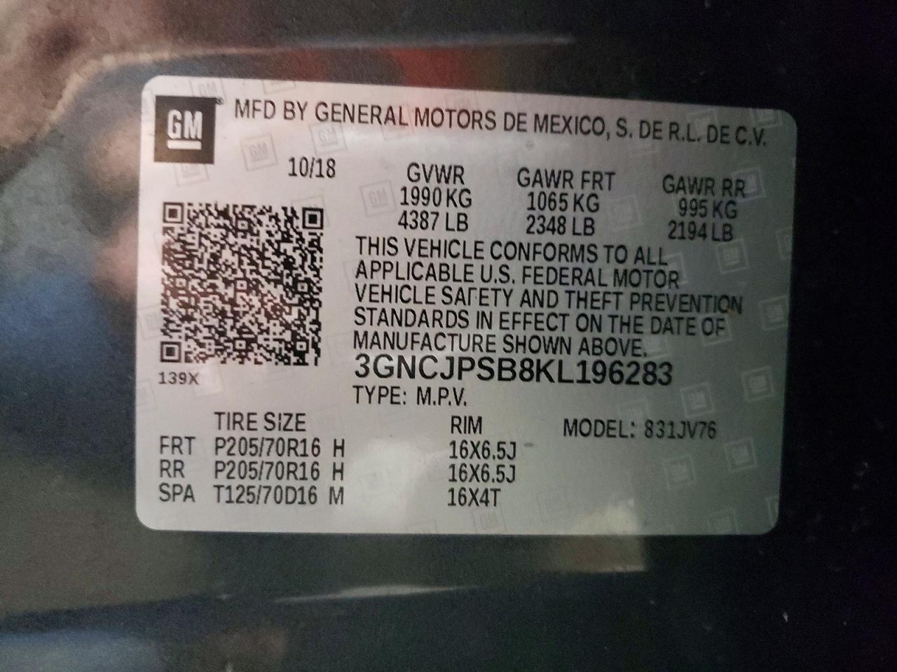 2019 CHEVROLET TRAX 1LT photo 14